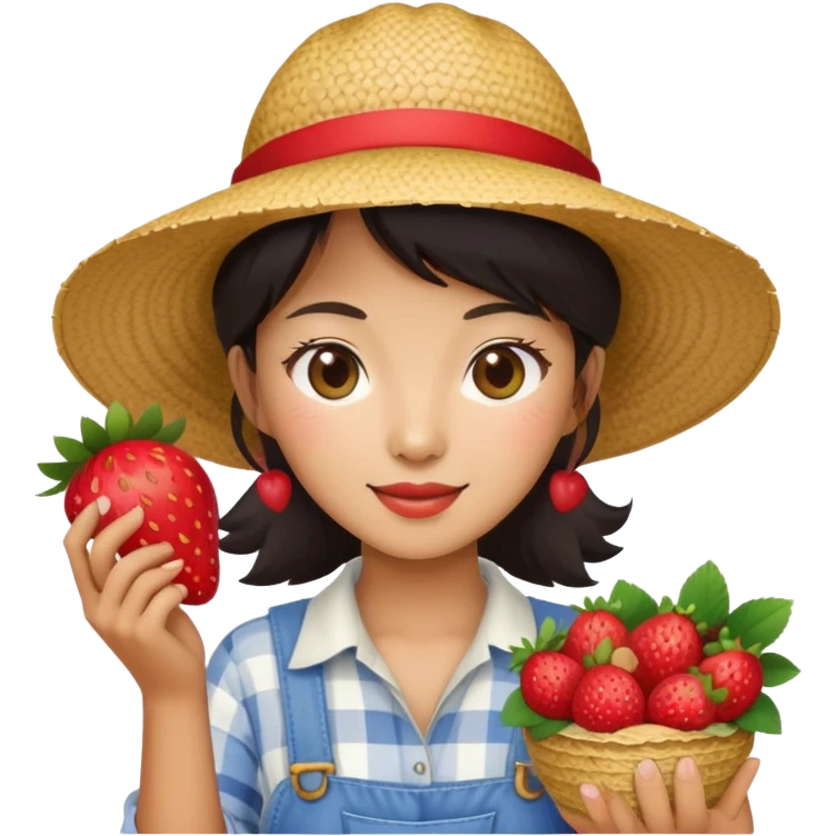 Female asian Strawberry farmer emoji