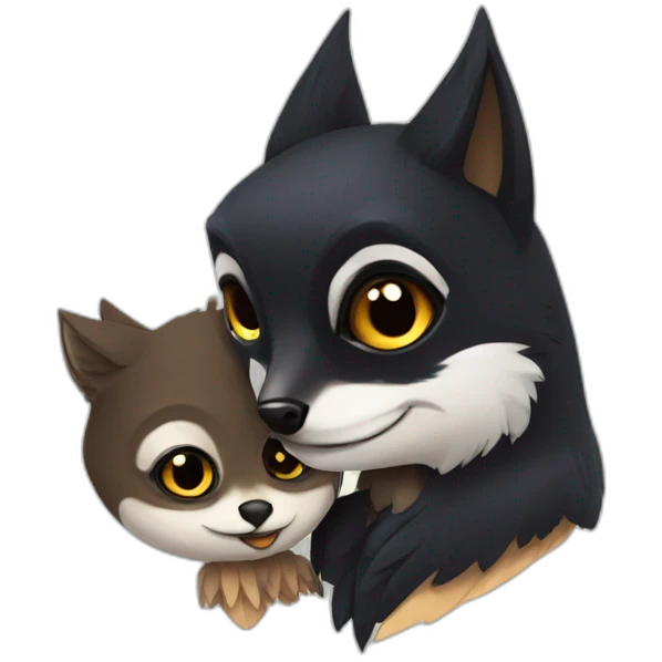 owl kissed black fox emoji