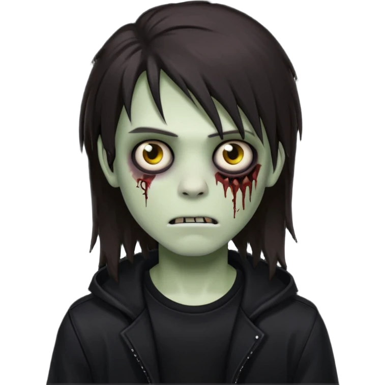 boy zombie with darkish brown long hair emo emoji