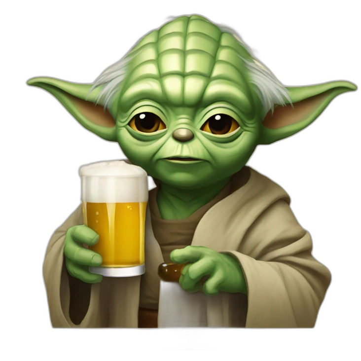 Yoda drinking beer emoji
