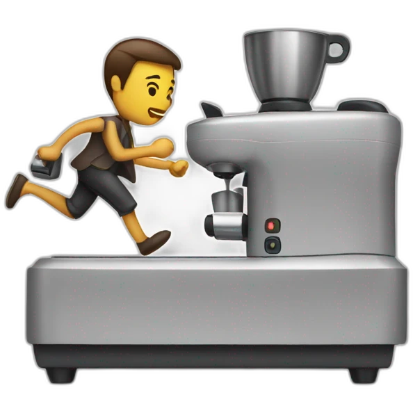 Person running away with espresso machine emoji