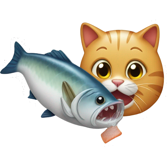 Cat eating fish emoji