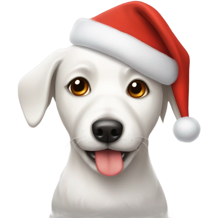 White dog in a christmas hat emoji