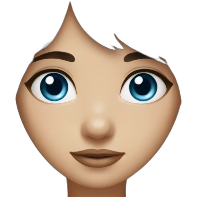 Dark brown long hair fringe girl with blue eyes emoji