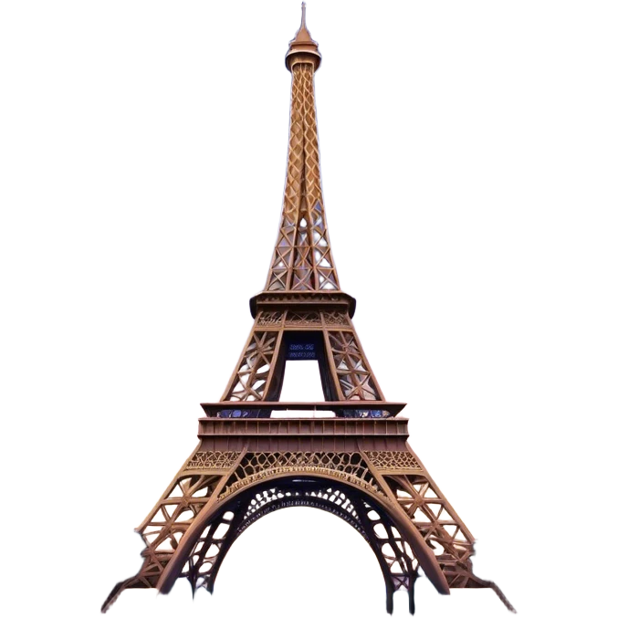 Cinematic Realistic Eiffel Tower Landmark Emoji, depicted with the iconic iron lattice structure against a twilight sky rendered with dramatic, luminous lighting and intricate detail. emoji