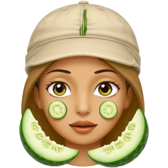 mulher de touca na cabeça e pepino nos olhos emoji