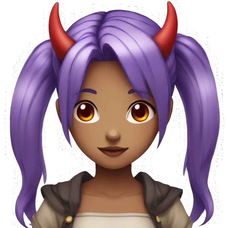 Anime Girl with purple hair,red eyes,red horns  emoji
