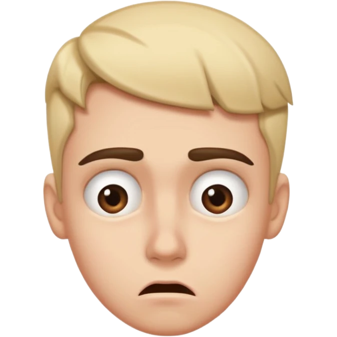 I need you to make an emoji of the gen z stare (young person like 20 yro’, like confusion, disgusted and kinda bored, it has to be very confused and disgusted, make the eyebrows very expressive, make one up and one down  emoji