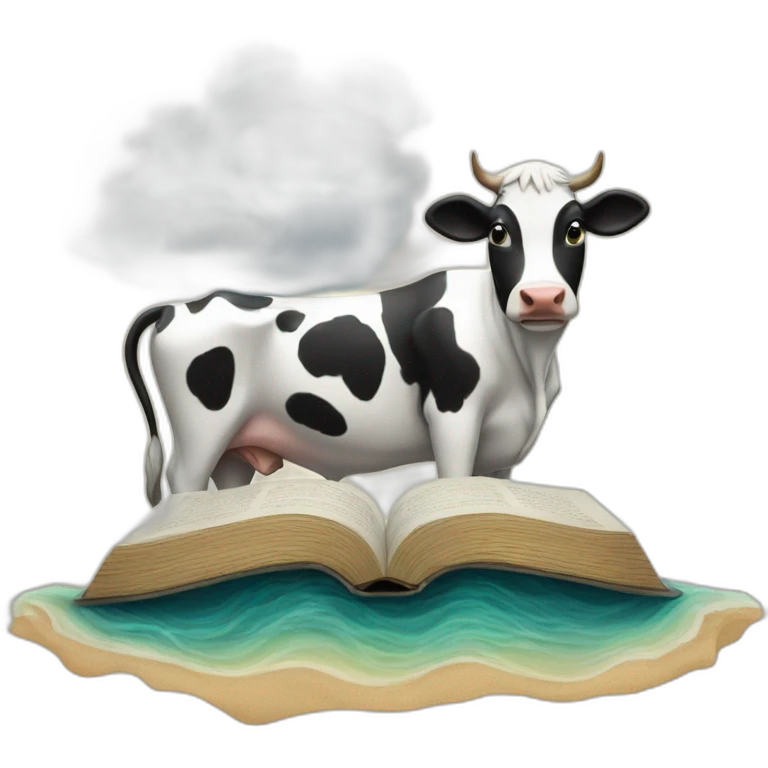 A lost cow in the sea of ​​knowledge emoji