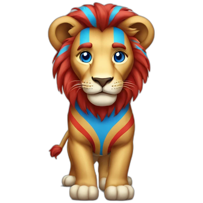 lion-wearing-striped-blue-and-red-t-shirt emoji