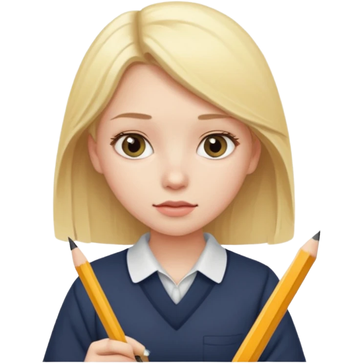 Blonde girl studyng emoji