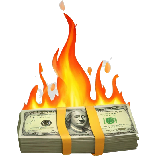 Money burning  emoji