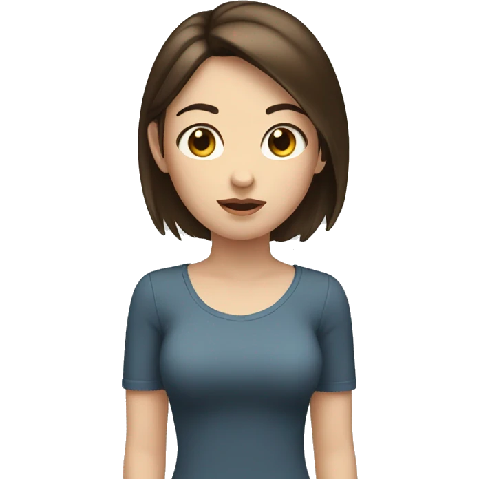 girl with brunette hair and white skin shrugging emoji