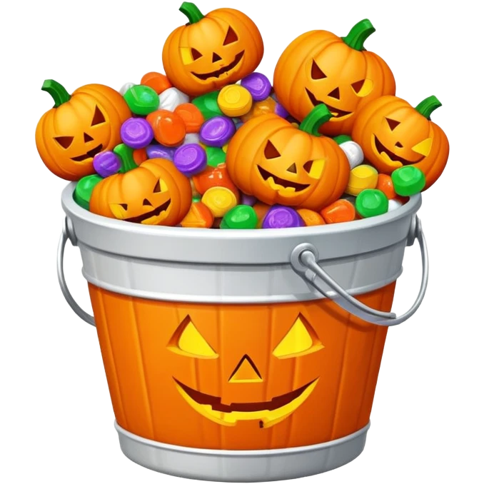 pumpkin bucket filled with Halloween candy emoji