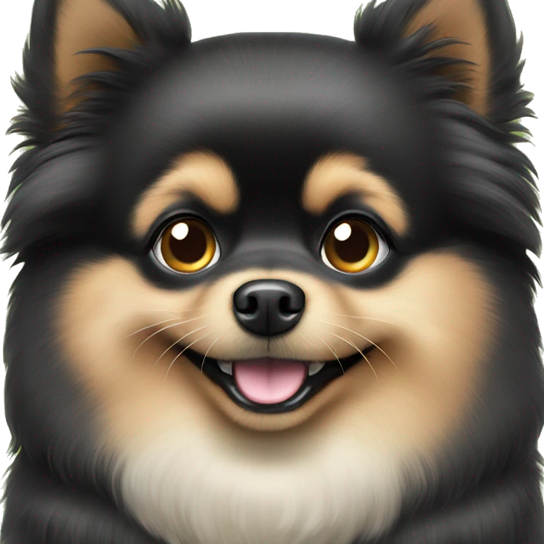 Black Pomeranian with sparkling eyes begging for food emoji
