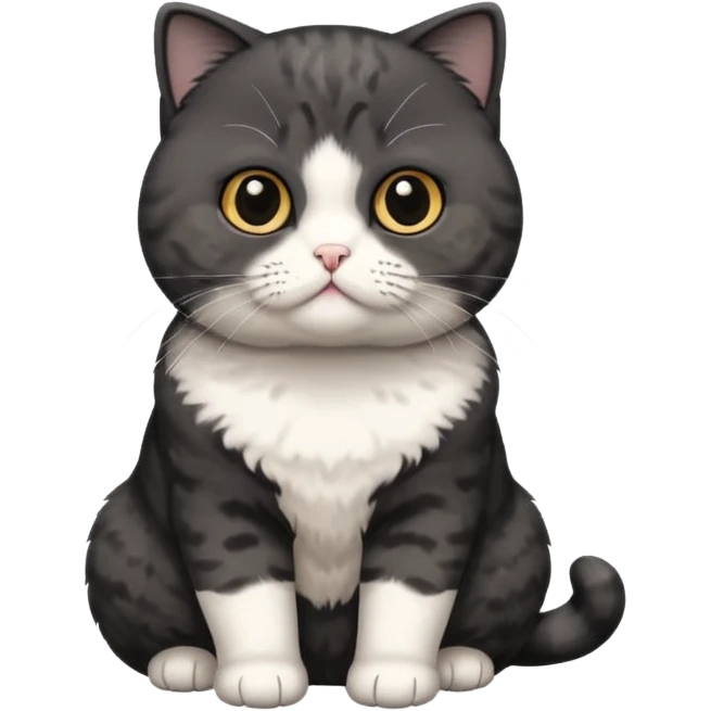 black Scottish fold cat with white spot on the chest emoji