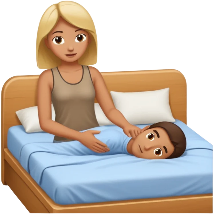 Girl massaging guy on bed emoji