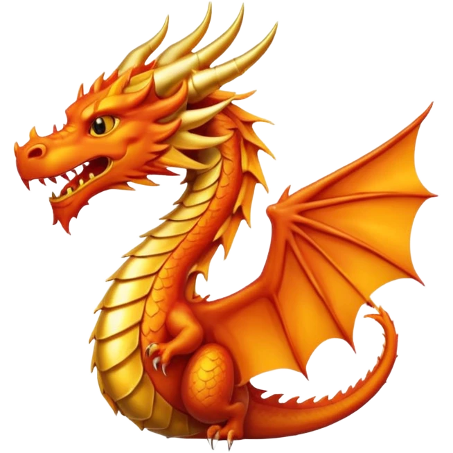 Simple minimalist Golden fiery crest symbol thats in a shape of a dragon emoji