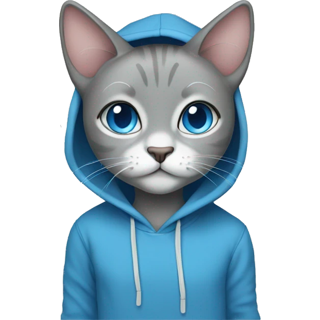 grey cat blue eyes blue hoodie emoji