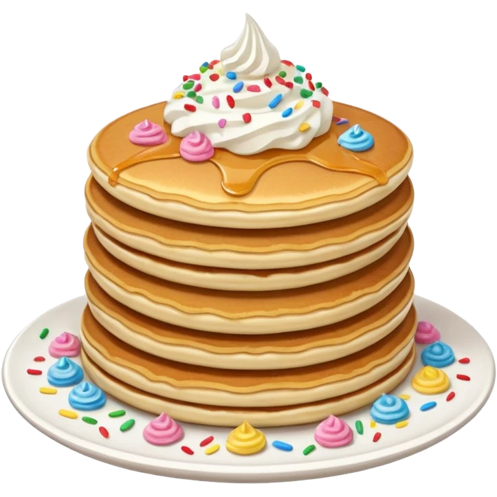 stack of pancakes with whip cream and sprinkles emoji