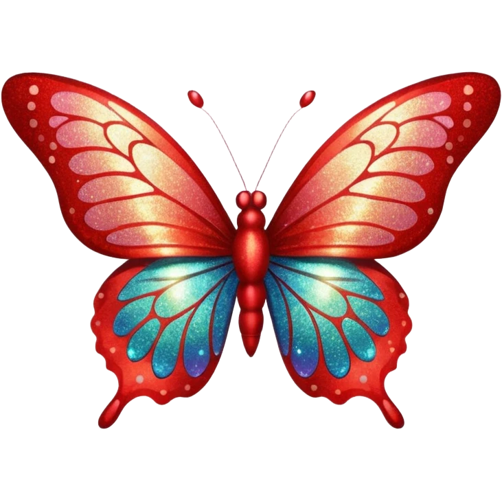 red glitter butterfly emoji