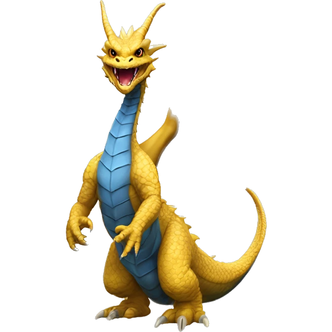 
Ghidorah is a massive, golden, three-headed dragon with bat-like wings, long tails, and no arms. emoji