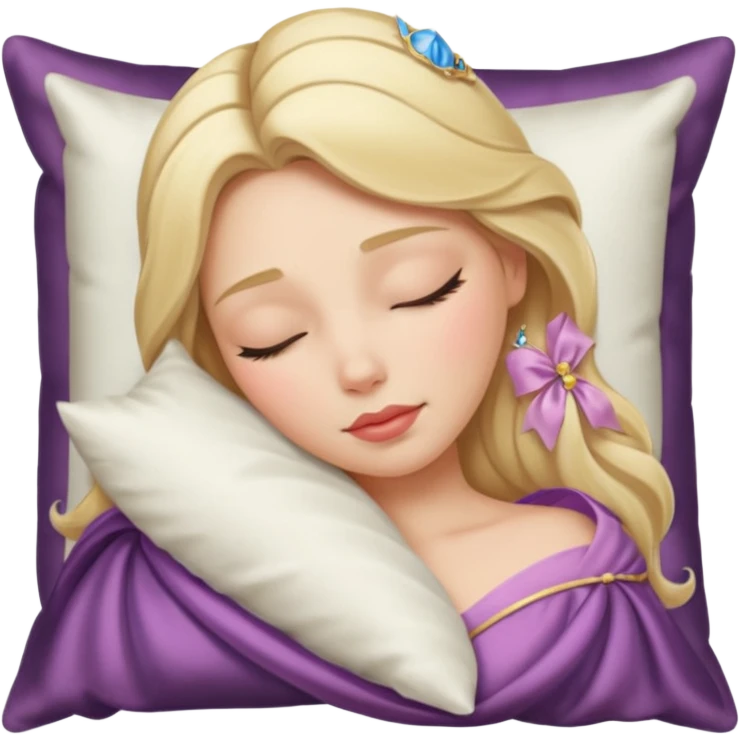 sleeping beauty blonde white girl with a silk pillow emoji