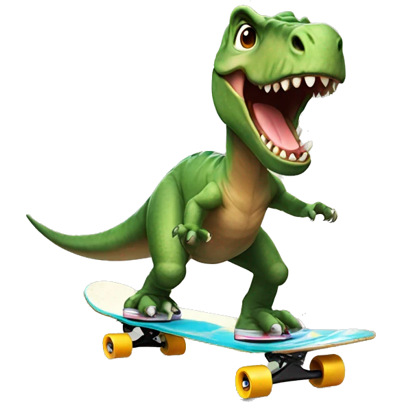 dinosaur riding a skateboard emoji