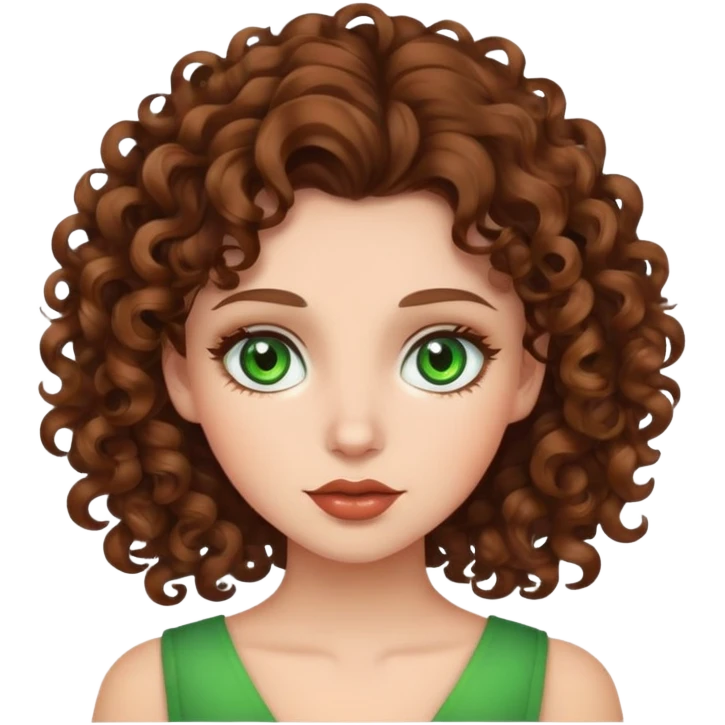 Girl with curly hair, green eyes and big lips  emoji