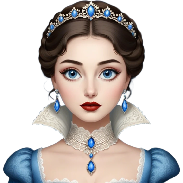 porcelain doll skin, large blue eyes with long lashes, fine details, olivia culpo as milady de winter, jinyoung shin art, refined nose, scarlet, dim light, by Maude Kaufman Eggemeyer, great digital art with details, by Scott Samuel Summers, ori and the blind, stunningly realistic image emoji