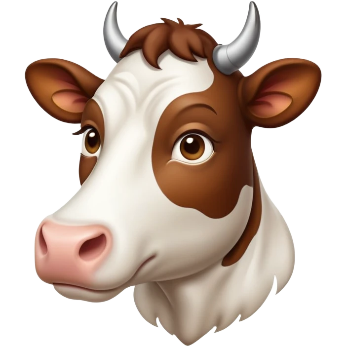 cinematic-noble-brown-and-white-cow-portrait-emoji,-poised-and-regal,-with-a-large,-sturdy-build-and-a-beautifully-patterned-hide-of-rich-brown-accented-by-crisp-white-patches,-deep-set-soulful-brown-eyes,-simplified-yet-sharp-and-sophisticated emoji