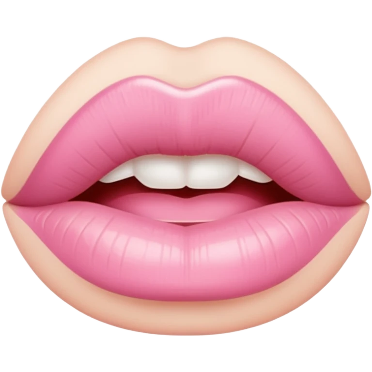 lip line with light pink lipstick, iPhone style. emoji