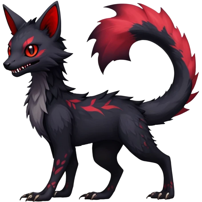Rare realistic exotic edgy dark gothic gloomy epic pretty beautiful handsome gorgeous aesthetic colorful vibrant Vernid-Trico-species-Fakemon-creature by LiLaiRa, 4 legs, 1 tail, random markings, (full body) emoji