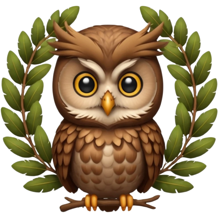 owl sitting in laurel wreath emoji