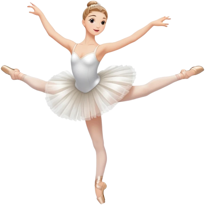 elegant ballerina in a white tutu doing a grand jeté leap emoji