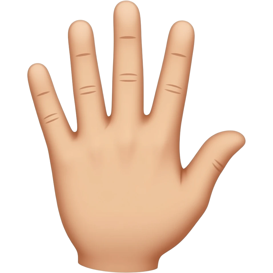 Een hand heeft vijf vingers, de middelste staat omhoog. Maar de bovenste helft van de omhoogstaande vinger mist. emoji