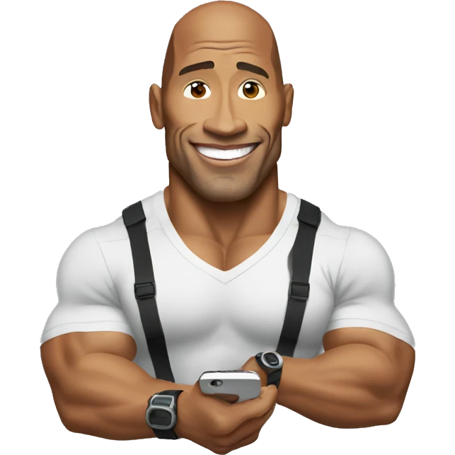 dwayne johnson holding a mobile phone emoji