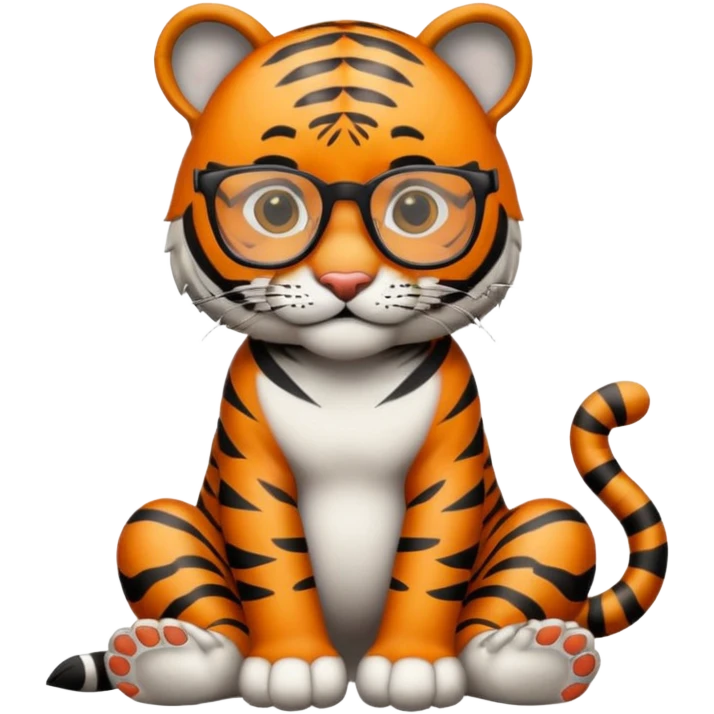 full body of tiger wear glasses emoji