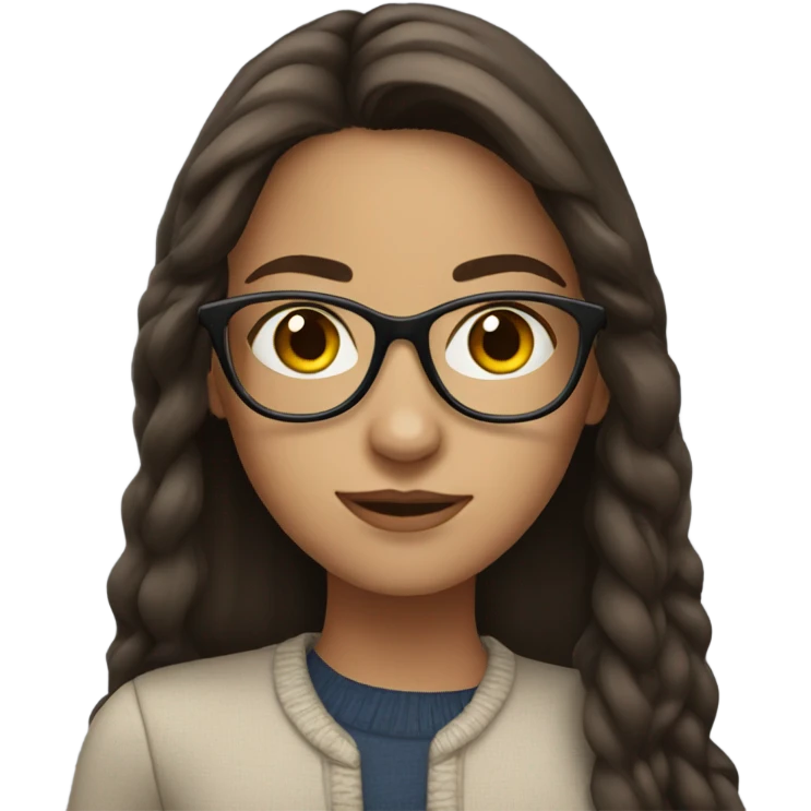 Girl brunette with long hair and glasses  emoji