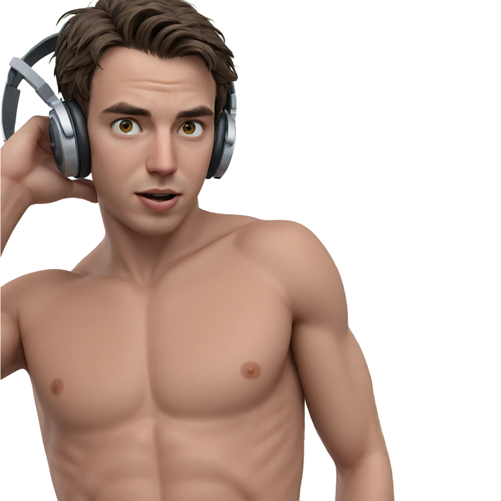 boy with headphones looking at you emoji