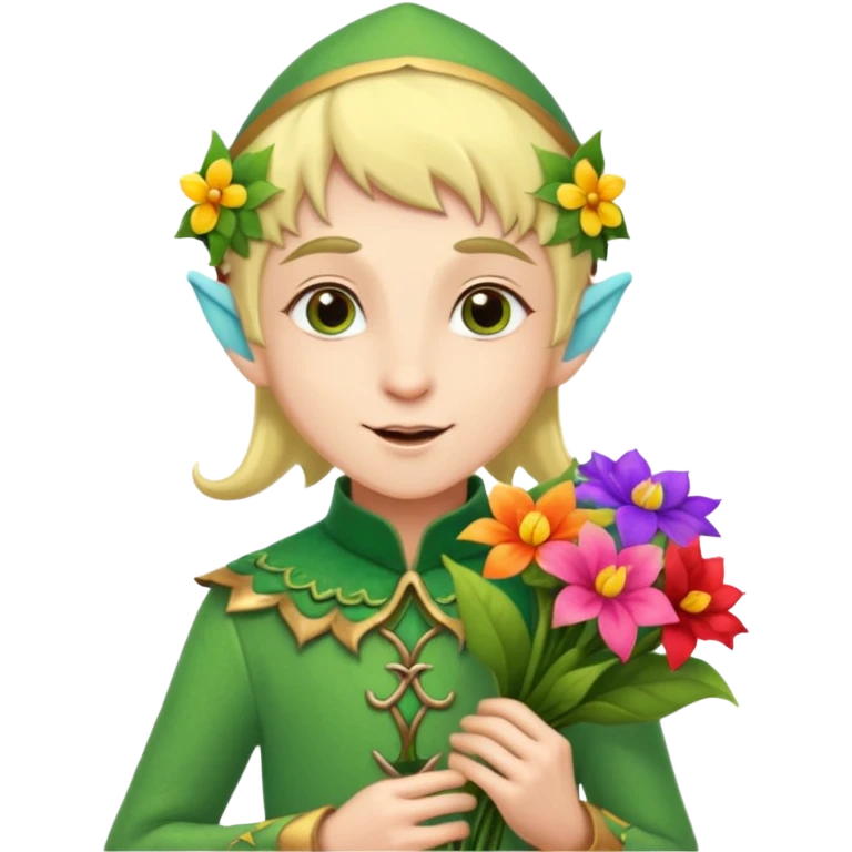 adult elf with flower bouquet emoji