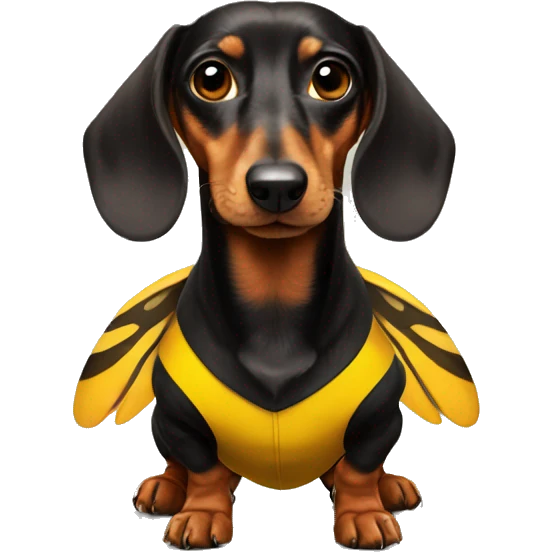 dachshund in a bumblebee costume emoji