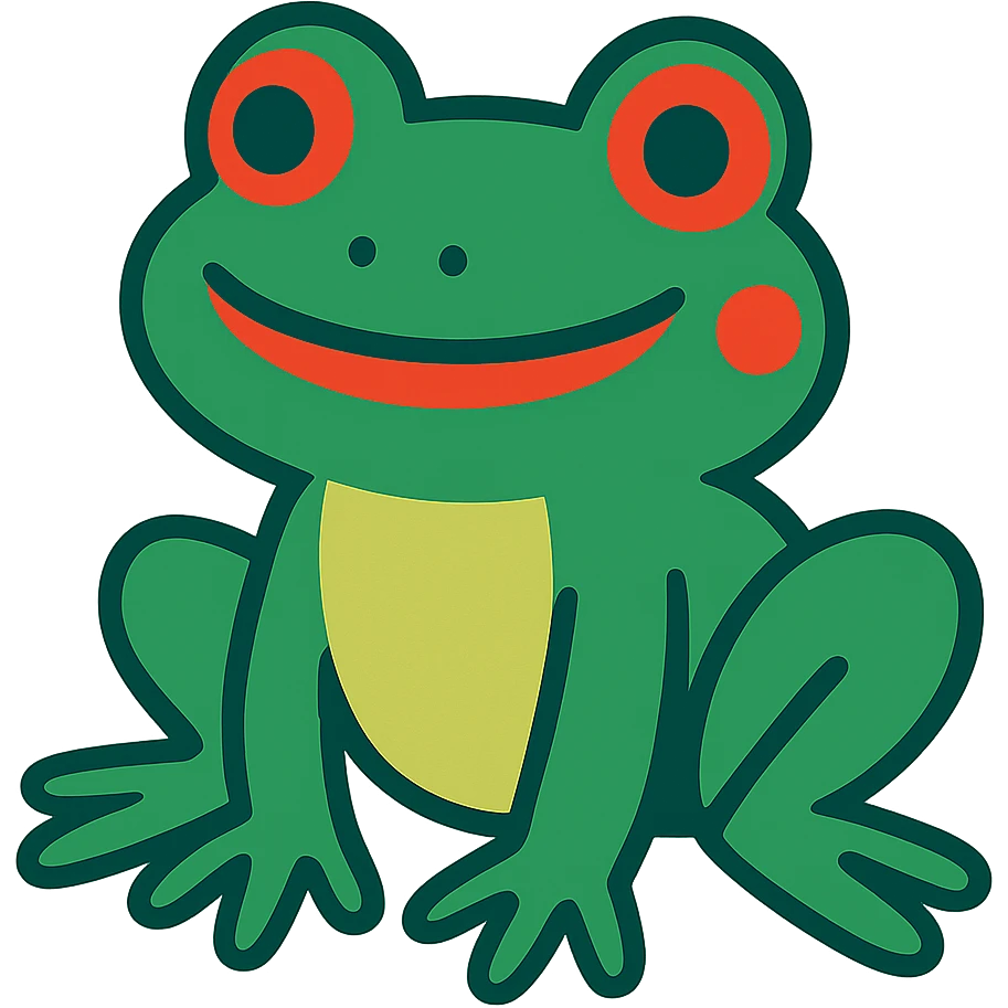 a frog in a playful cartoon style emoji