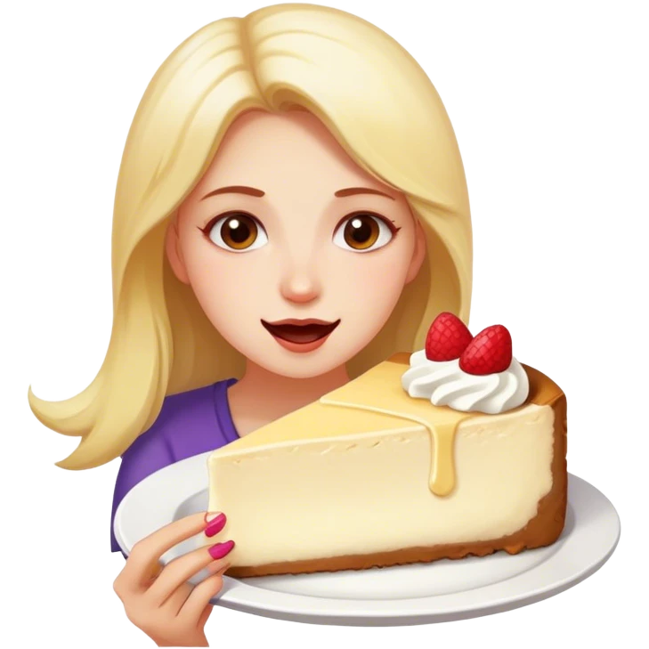 White Girl eating cheesecake emoji