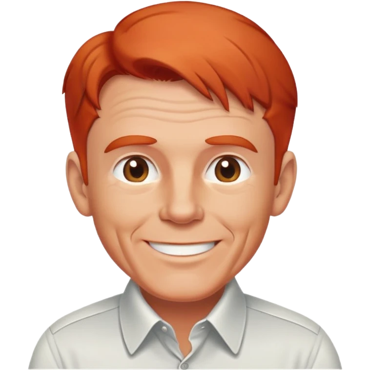 cheerful senior white male, athletic build, receding red hair, professional and friendly, in a collared shirt emoji