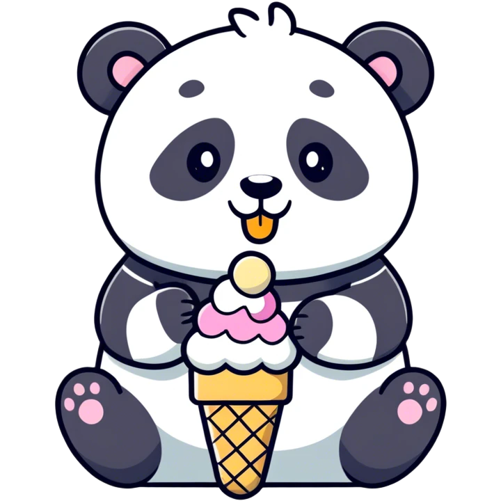 Panda eating ice cream emoji