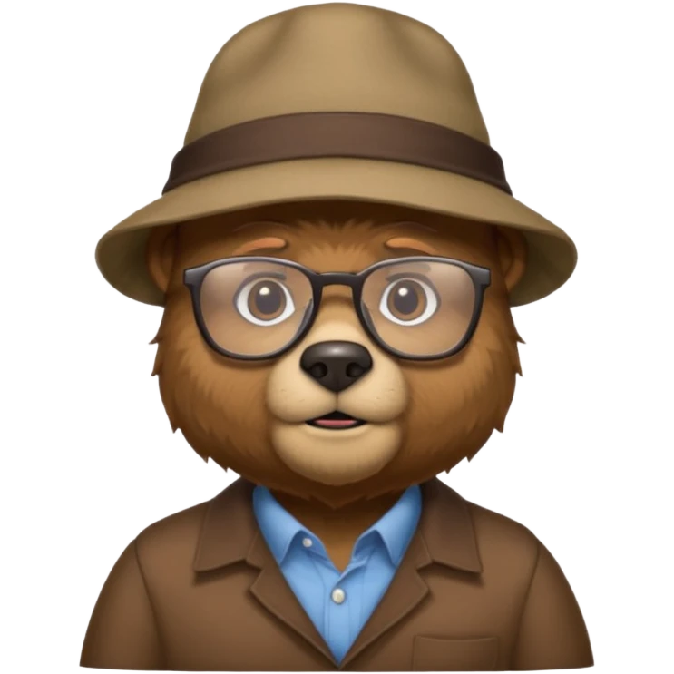 glasses bear with hat and shirt emoji