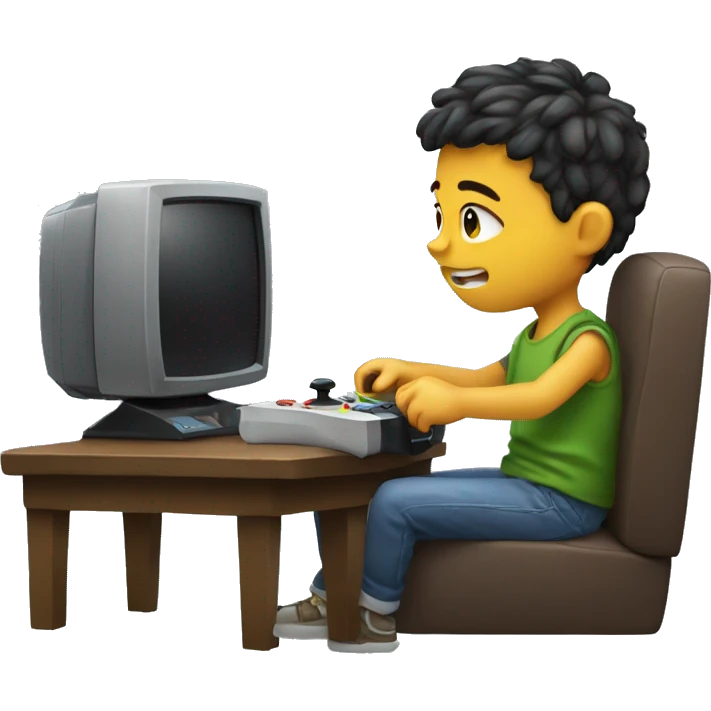 Kid playing video game emoji