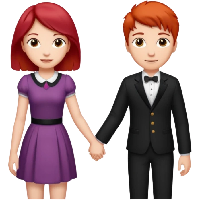 Red haired girl with black hair boy romance emoji