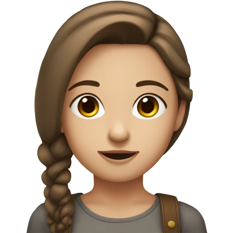 A fair skinned gir with strait brown hair parted in the middle  emoji